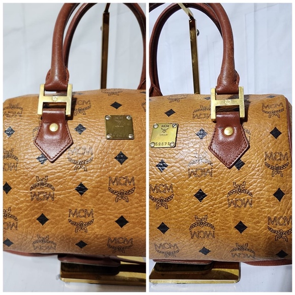 SOLD***Authentic MCM Vintage Monogram Visetos Boston Bag Cognac - Picture 10 of 16